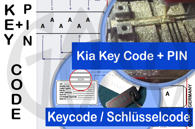 Service: Wegfahrsperre PIN-Code und Key Code Schlsselcode Schlsselnummer fr Kia 5007